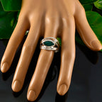Indian Emerald Toi et Moi French Silver Green Gemstones Tiny Cultural Ring Jewellery