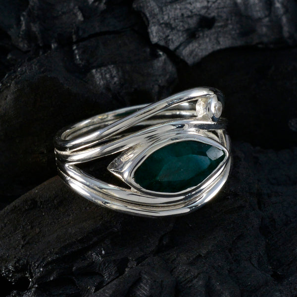 Indian Emerald Toi et Moi French Silver Green Gemstones Tiny Cultural Ring Jewellery