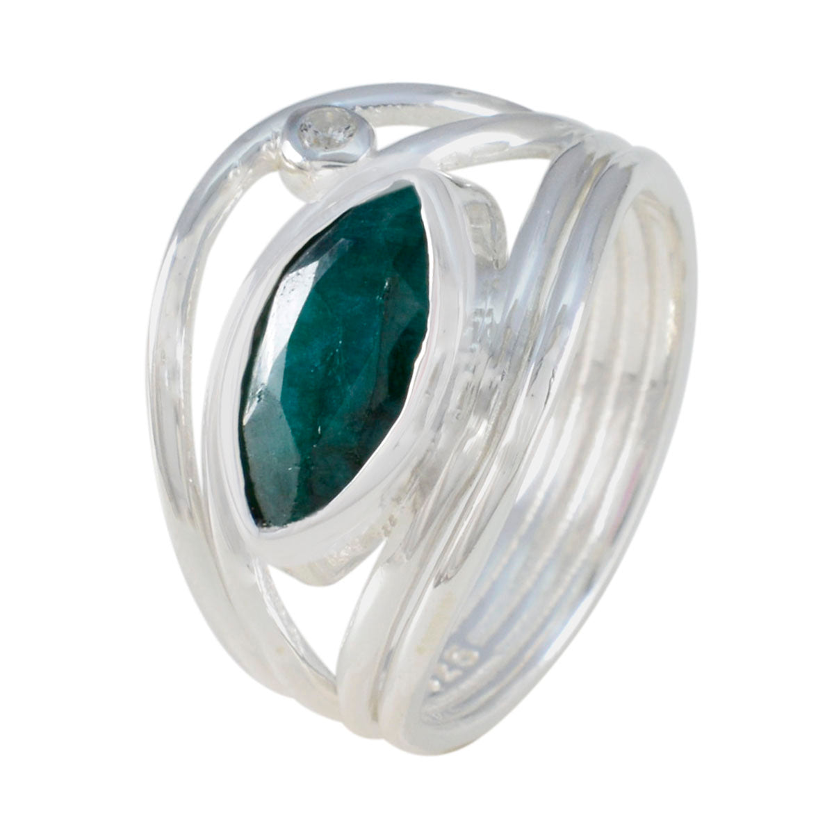 Indian Emerald Toi et Moi French Silver Green Gemstones Tiny Cultural Ring Jewellery Второстепенное изображение товара