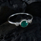 Indian Emerald Trilogy Korean 925 Silver Green Gems Elegant  Contemporary Ring Jewelry