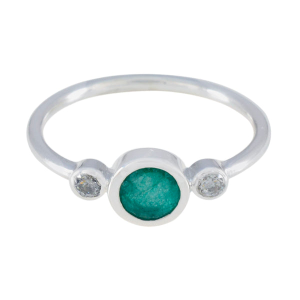 Indian Emerald Trilogy Korean 925 Silver Green Gems Elegant  Contemporary Ring Jewelry