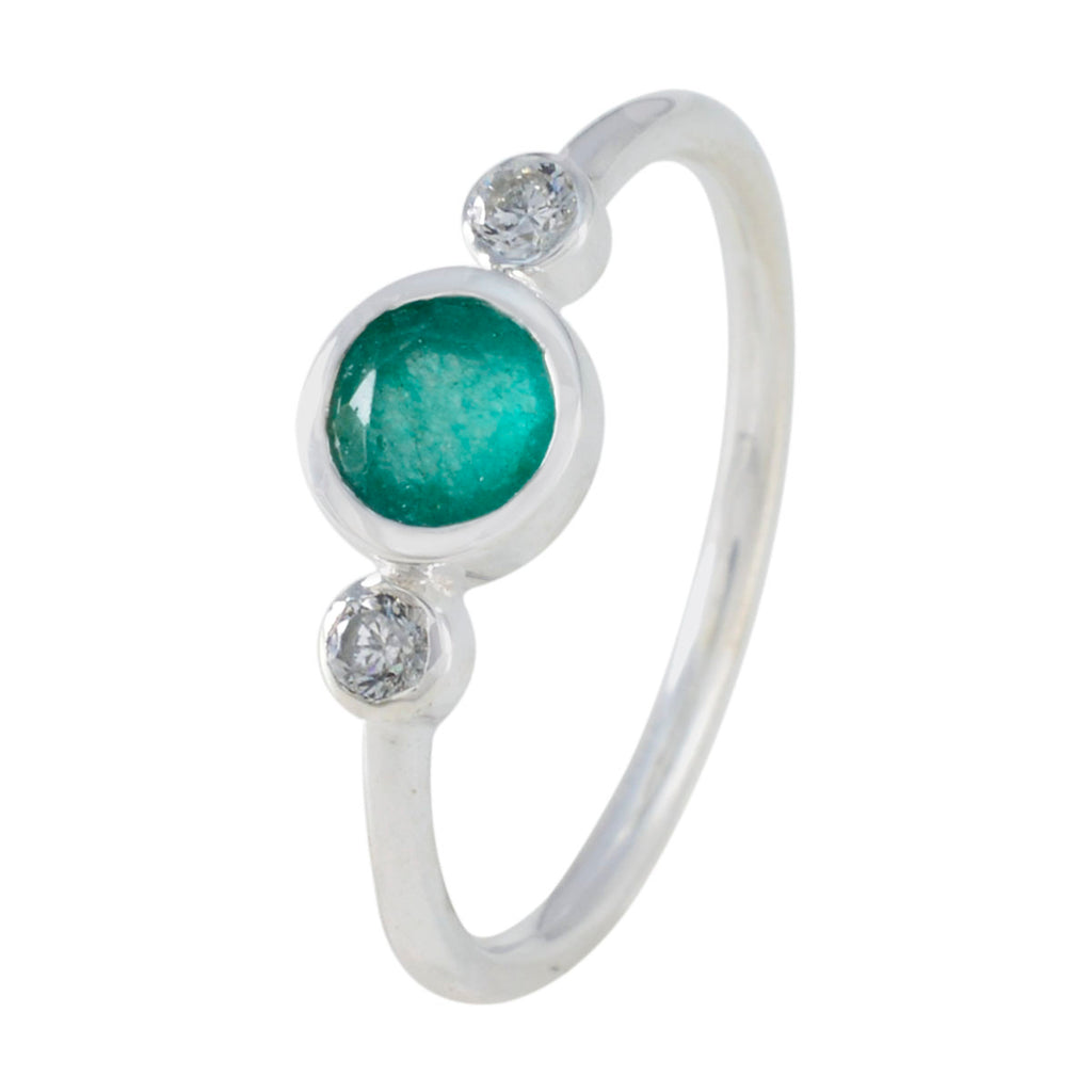 Indian Emerald Trilogy Korean 925 Silver Green Gems Elegant  Contemporary Ring Jewelry