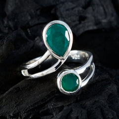 Indian Emerald Toi et Moi French 925 Silver Green Gemstones Tiny Love Ring Jewelry