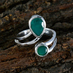 Indian Emerald Toi et Moi French 925 Silver Green Gemstones Tiny Love Ring Jewelry