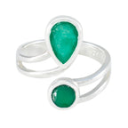 Indian Emerald Toi et Moi French 925 Silver Green Gemstones Tiny Love Ring Jewelry