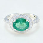 Indian Emerald Halo Turkish 92.5 Silver Green Gems Whisper thin Modern Ring Jewellery