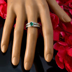 Indian Emerald Halo African 925 Silver Green Gems Featherlight Modern Ring Jewellery
