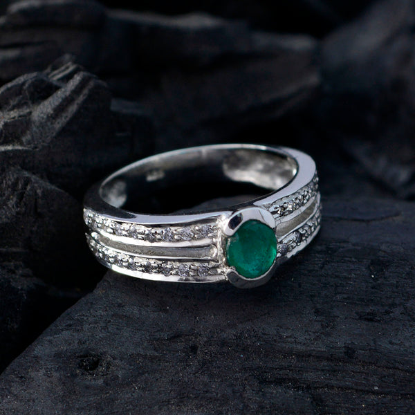 Indian Emerald Halo African 925 Silver Green Gems Featherlight Modern Ring Jewellery