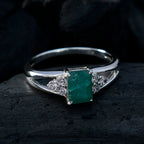 Indian Emerald Halo American Silver Green Gemstones Dainty Boho Ring Jewelry
