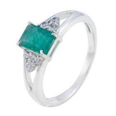 Indian Emerald Halo American Silver Green Gemstones Dainty Boho Ring Jewelry