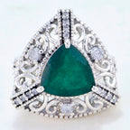 Indian Emerald Halo Egyptian Silver Green Gemstone Statement Filigree Ring Jewellery