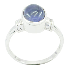 Iolite Solitaire German Sterling Silver Blue Gemstone Minimal Artisan Ring Jewellery