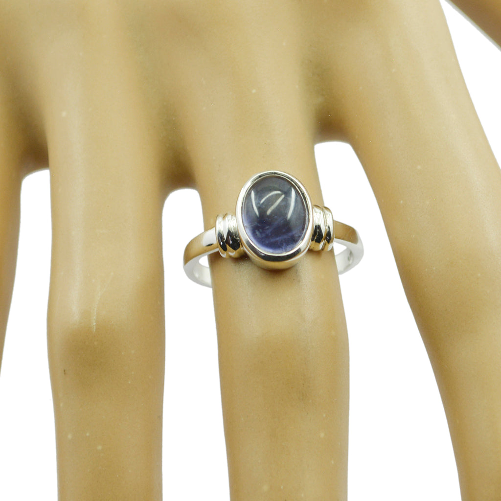 Iolite Solitaire German Sterling Silver Blue Gemstone Minimal Artisan Ring Jewellery