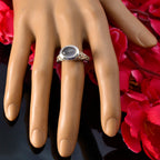 Iolite Solitaire French 92.5 Silver Blue Gemstones Minimal Art Deco Ring Jewelry