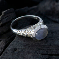 Iolite Solitaire French 92.5 Silver Blue Gemstones Minimal Art Deco Ring Jewelry