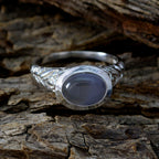 Iolite Solitaire French 92.5 Silver Blue Gemstones Minimal Art Deco Ring Jewelry