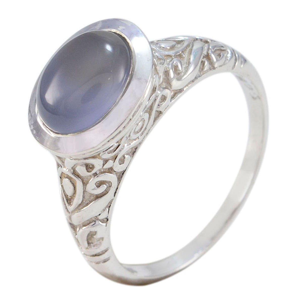 Iolite Solitaire French 92.5 Silver Blue Gemstones Minimal Art Deco Ring Jewelry