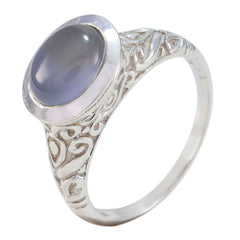 Iolite Solitaire French 92.5 Silver Blue Gemstones Minimal Art Deco Ring Jewelry