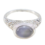 Iolite Solitaire French 92.5 Silver Blue Gemstones Minimal Art Deco Ring Jewelry