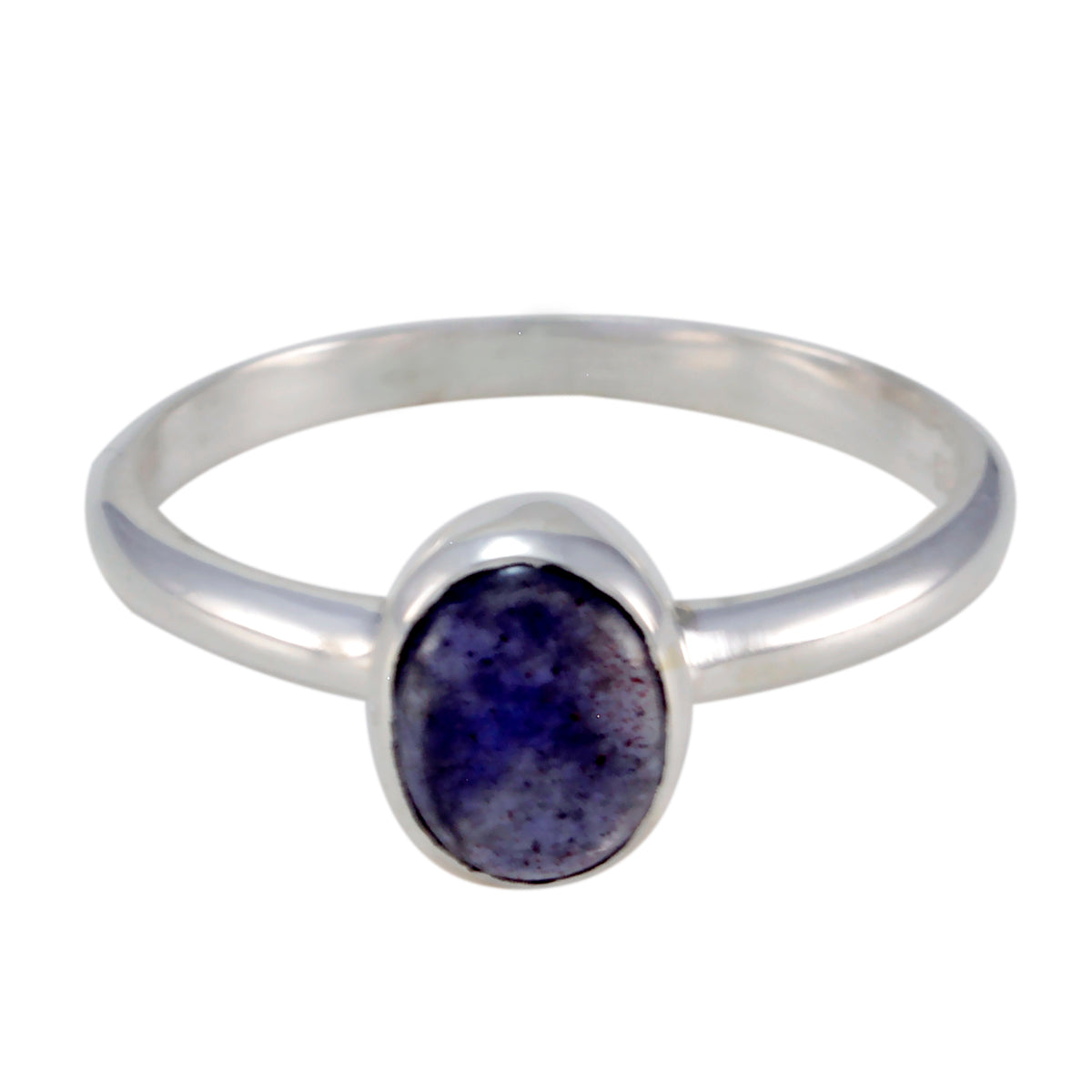 Anillo de iolita solitario en plata de ley turca con gemas azules, delicado y glamoroso. Imagen secundaria del producto