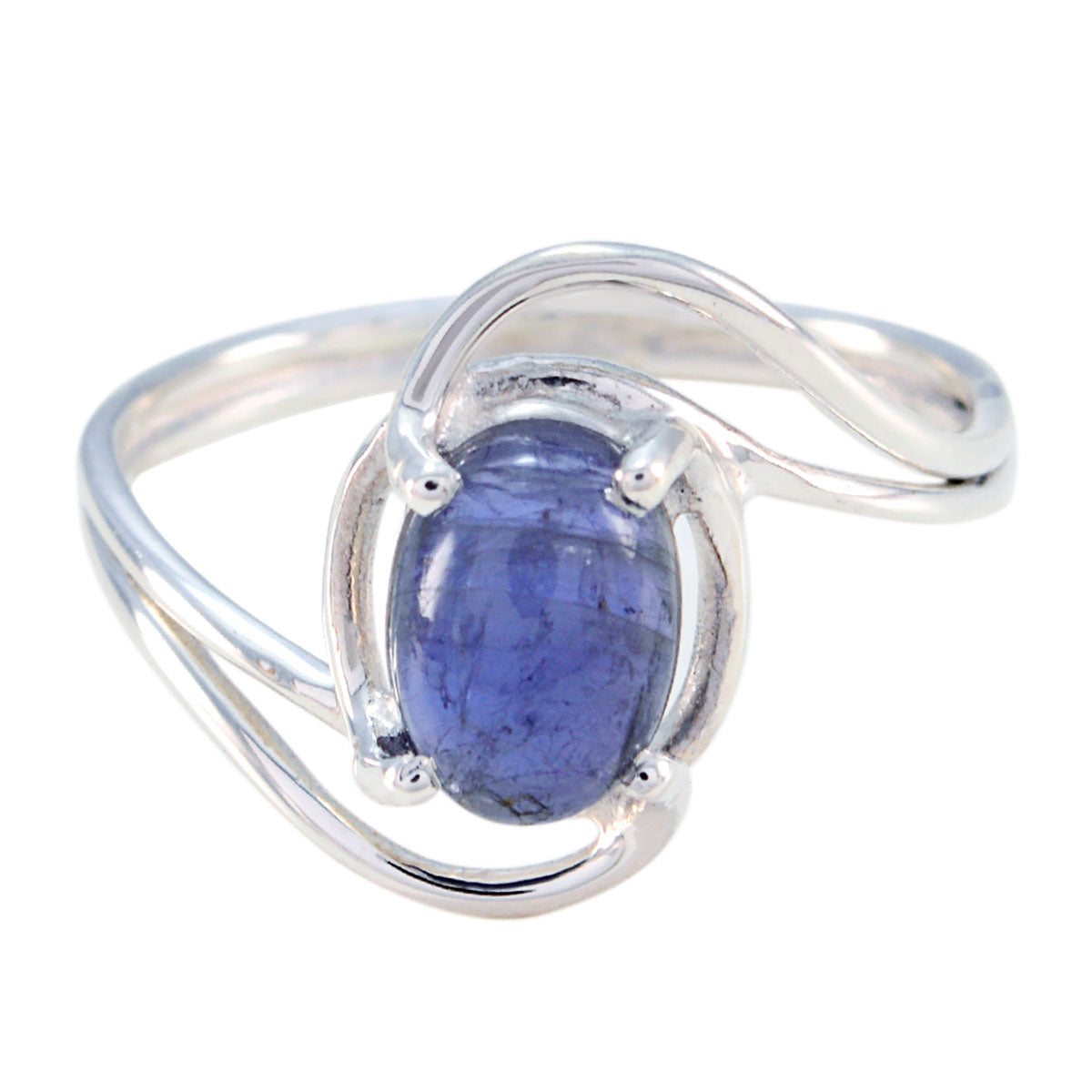 Iolite Solitaire Korean 925 Sterling Silver Blue Gems Delicate Glamorous Ring Jewellery