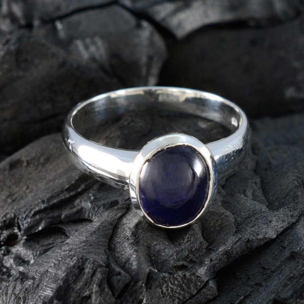 Iolite Solitaire French Sterling Silver Blue Gemstones Classic Sophisticated Ring Jewelry