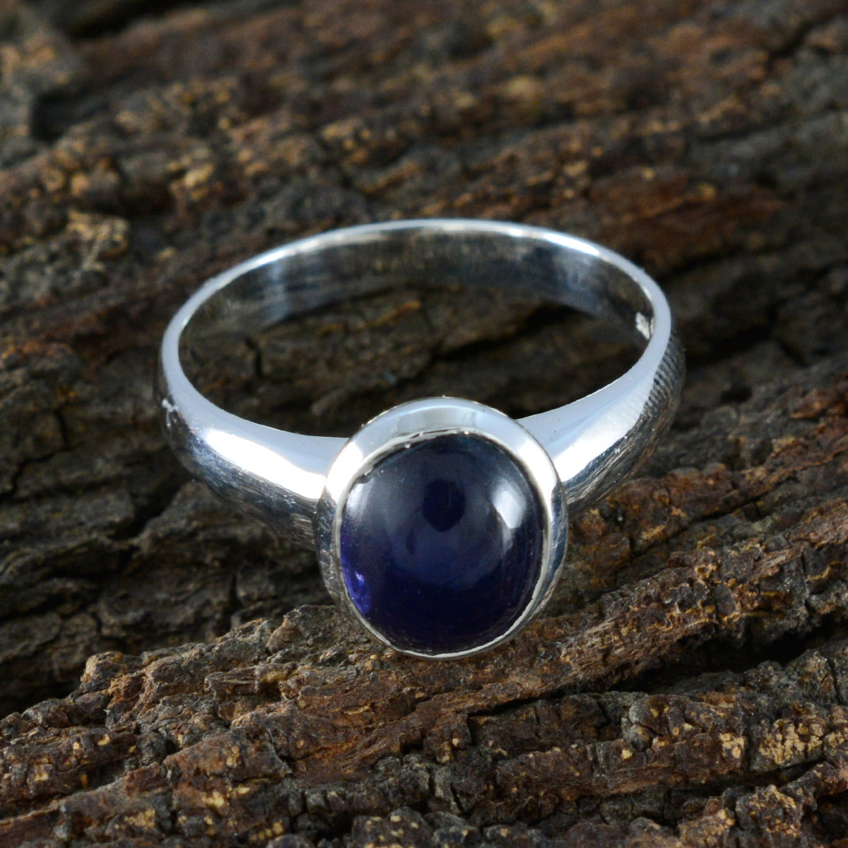 Iolite Solitaire French Sterling Silver Blue Gemstones Classic Sophisticated Ring Jewelry