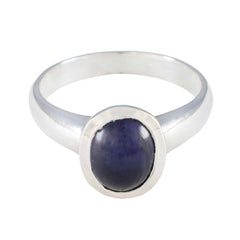 Iolite Solitaire French Sterling Silver Blue Gemstones Classic Sophisticated Ring Jewelry