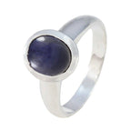 Iolite Solitaire French Sterling Silver Blue Gemstones Classic Sophisticated Ring Jewelry