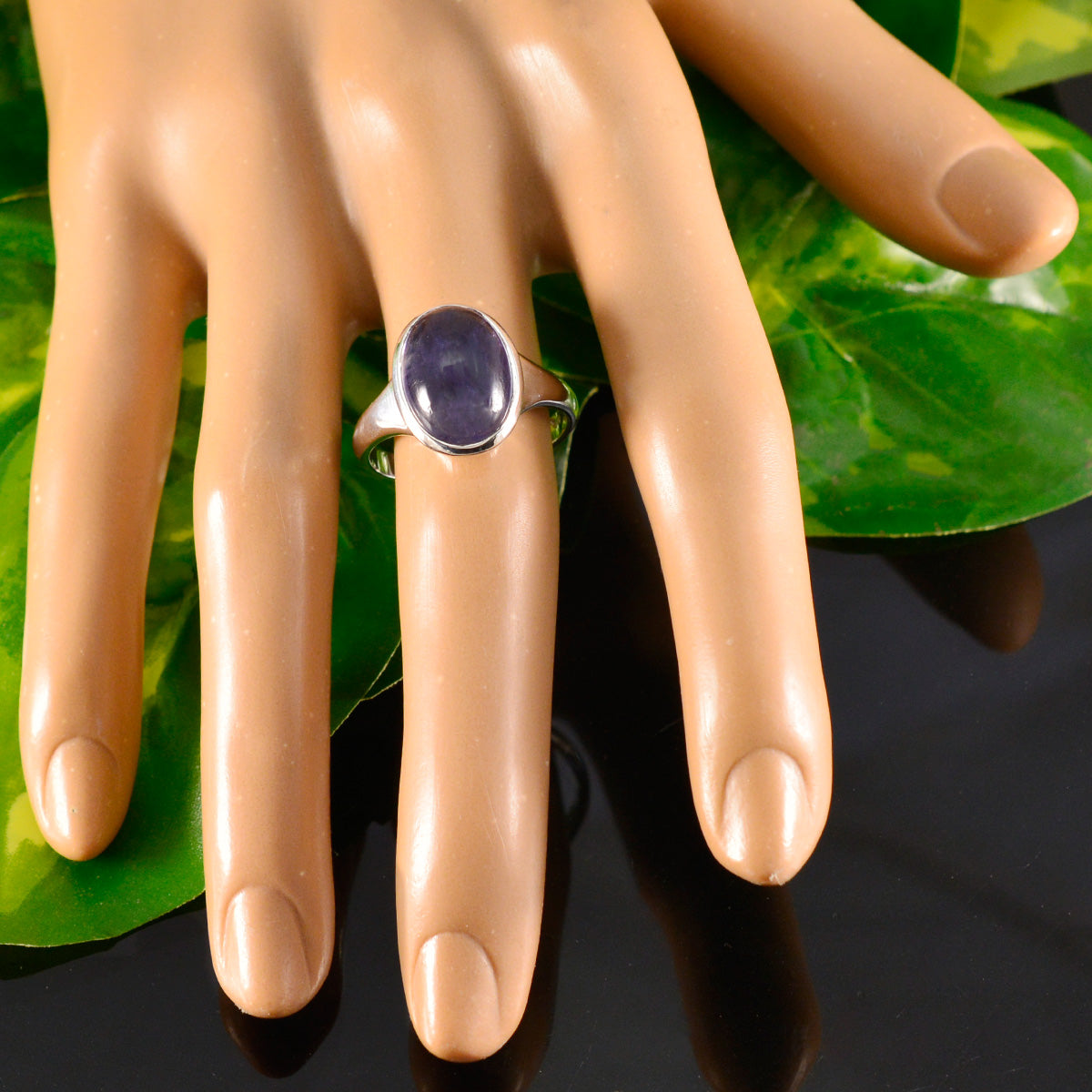 Iolite Solitaire African Silver Blue Gemstones Minimal Ethnic Ring Jewelry