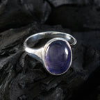 Iolite Solitaire African Silver Blue Gemstones Minimal Ethnic Ring Jewelry