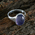 Iolite Solitaire African Silver Blue Gemstones Minimal Ethnic Ring Jewelry