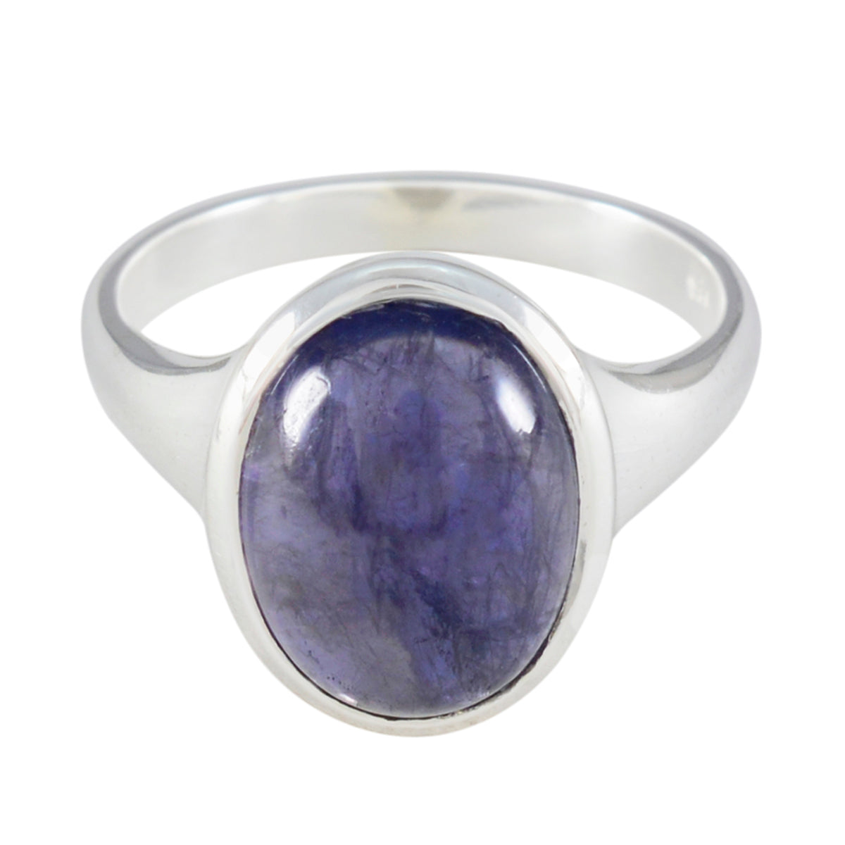 Iolite Solitaire African Silver Blue Gemstones Minimal Ethnic Ring Jewelry