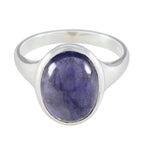 Iolite Solitaire African Silver Blue Gemstones Minimal Ethnic Ring Jewelry