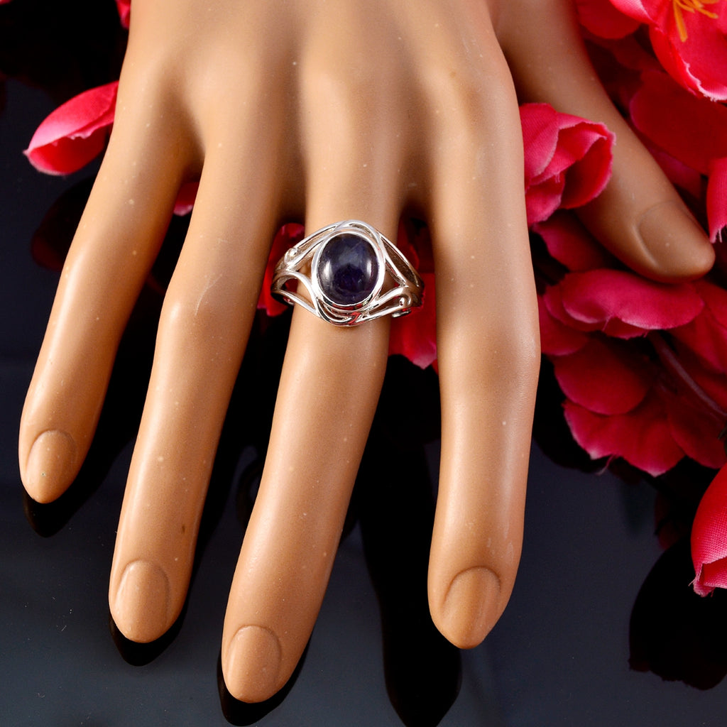 Iolite Solitaire Moroccan 925 Sterling Silver Blue Gemstone Tiny Traditional Ring Jewelry