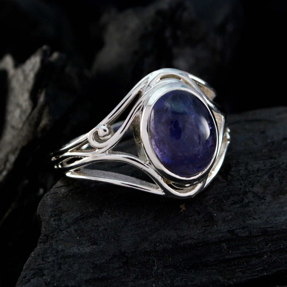 Iolite Solitaire Moroccan 925 Sterling Silver Blue Gemstone Tiny Traditional Ring Jewelry