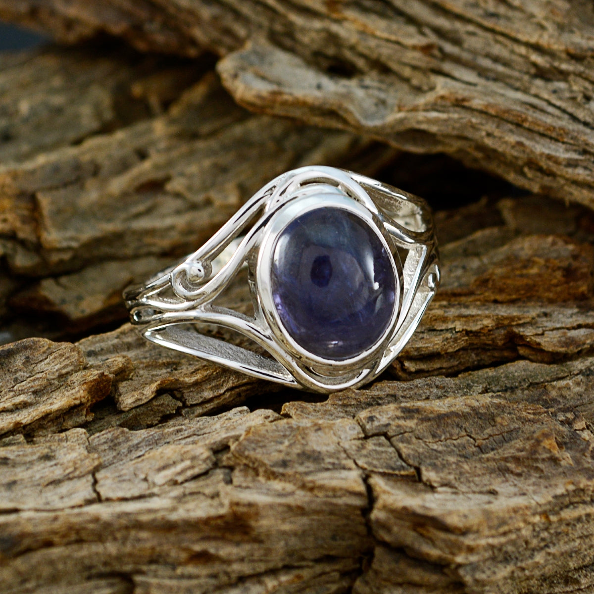 Iolite Solitaire Moroccan 925 Sterling Silver Blue Gemstone Tiny Traditional Ring Jewelry