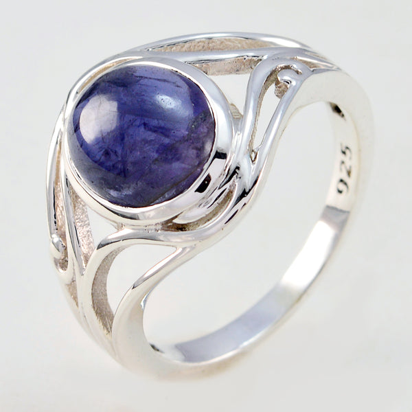 Iolite Solitaire Moroccan 925 Sterling Silver Blue Gemstone Tiny Traditional Ring Jewelry