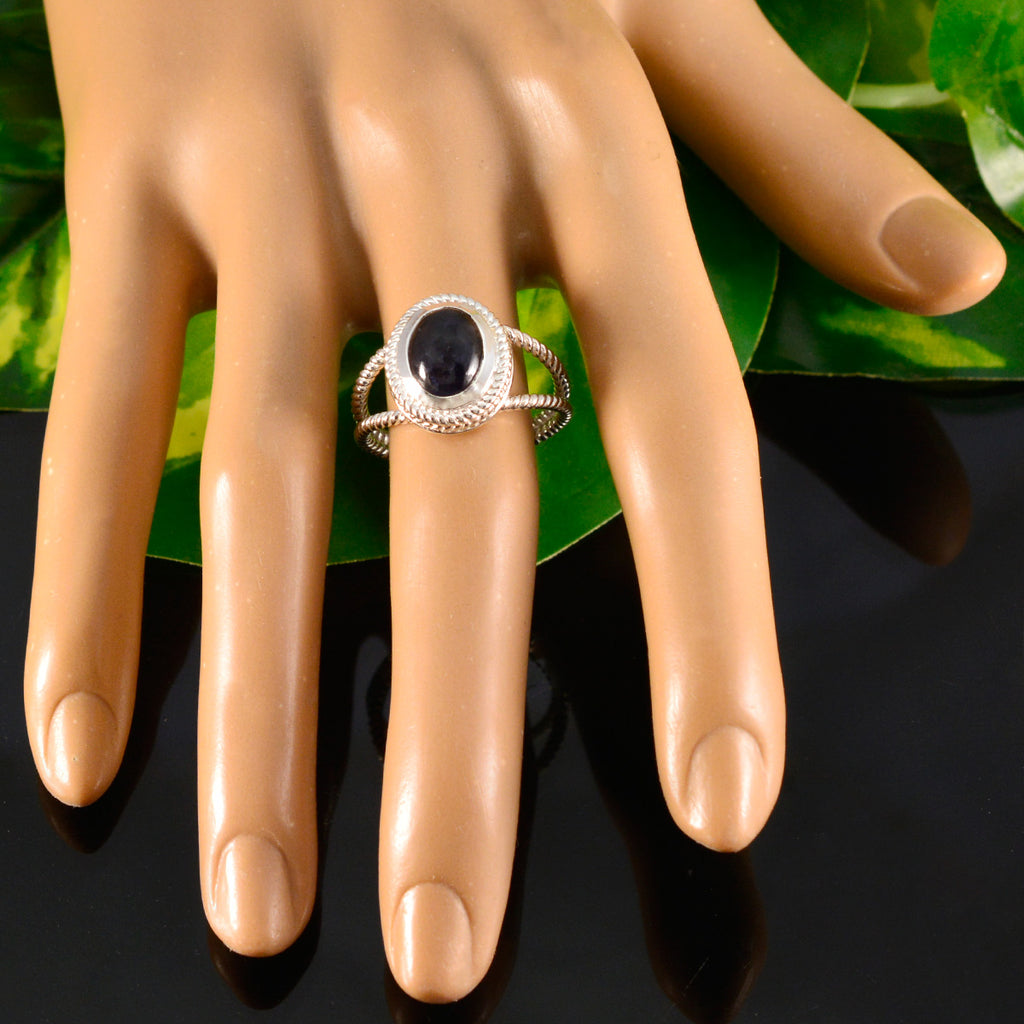 Iolite Solitaire Spanish 92.5 Silver Blue Gems Classic Rope Wire Ring Jewellery
