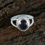 Iolite Solitaire Spanish 92.5 Silver Blue Gems Classic Rope Wire Ring Jewellery