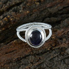 Iolite Solitaire Spanish 92.5 Silver Blue Gems Classic Rope Wire Ring Jewellery