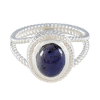 Iolite Solitaire Spanish 92.5 Silver Blue Gems Classic Rope Wire Ring Jewellery
