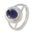 Iolite Solitaire Spanish 92.5 Silver Blue Gems Classic Rope Wire Ring Jewellery