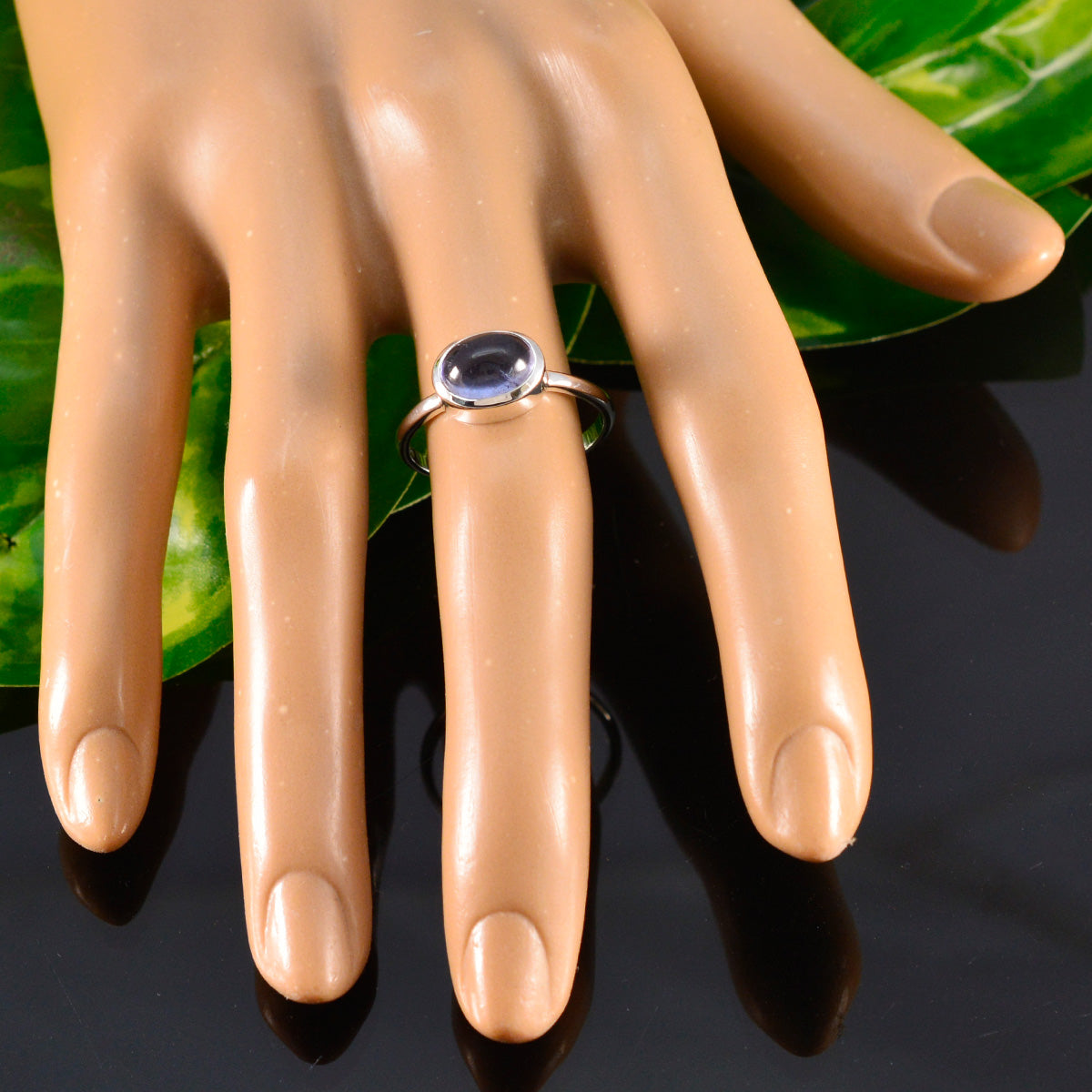 Iolite Solitaire Japanese 92.5 Silver Blue Gemstones Dainty Contemporary Ring Jewelry