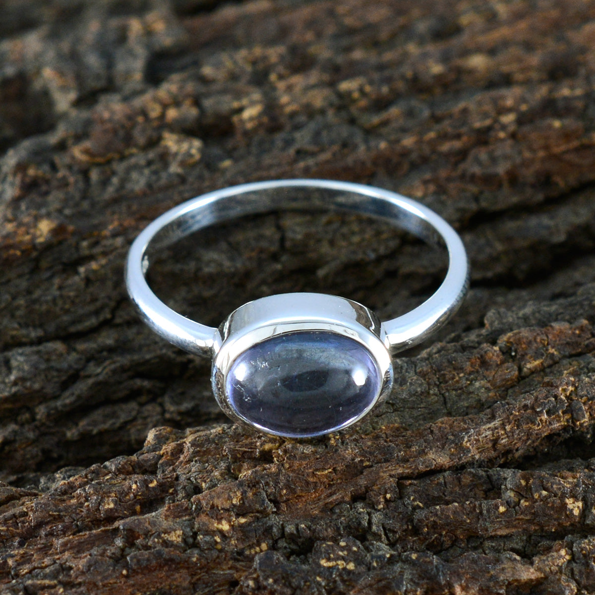 Iolite Solitaire Japanese 92.5 Silver Blue Gemstones Dainty Contemporary Ring Jewelry