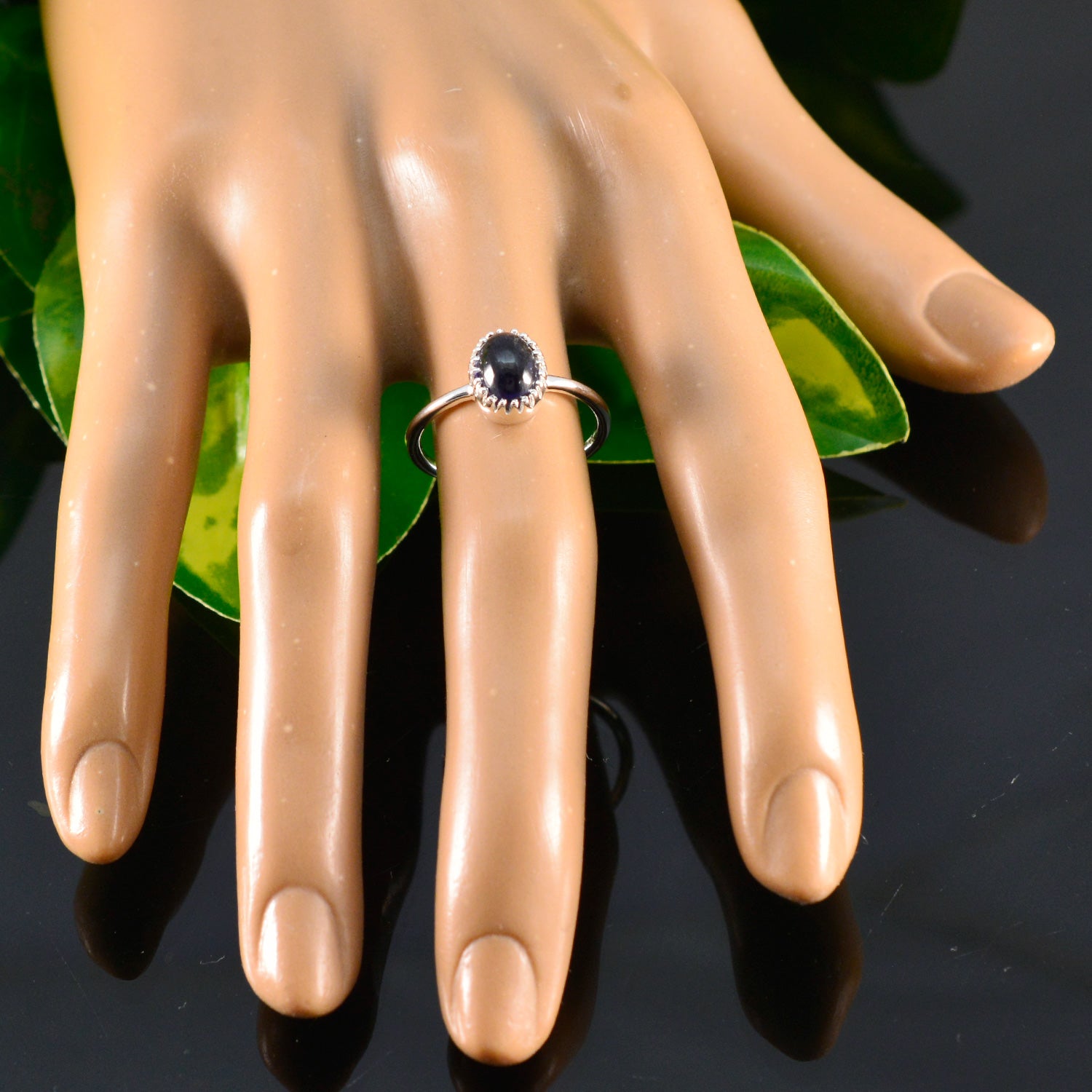 Iolite Solitaire Turkish 925 Silver Blue Gemstones Delicate Glamorous Ring Jewelry