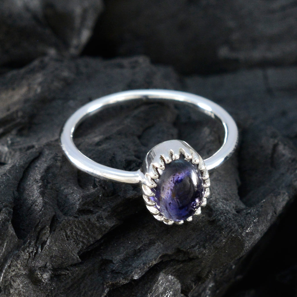 Iolite Solitaire Turkish 925 Silver Blue Gemstones Delicate Glamorous Ring Jewelry