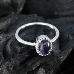 Iolite Solitaire Turkish 925 Silver Blue Gemstones Delicate Glamorous Ring Jewelry
