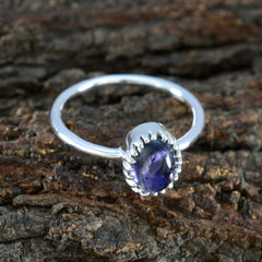 Iolite Solitaire Turkish 925 Silver Blue Gemstones Delicate Glamorous Ring Jewelry