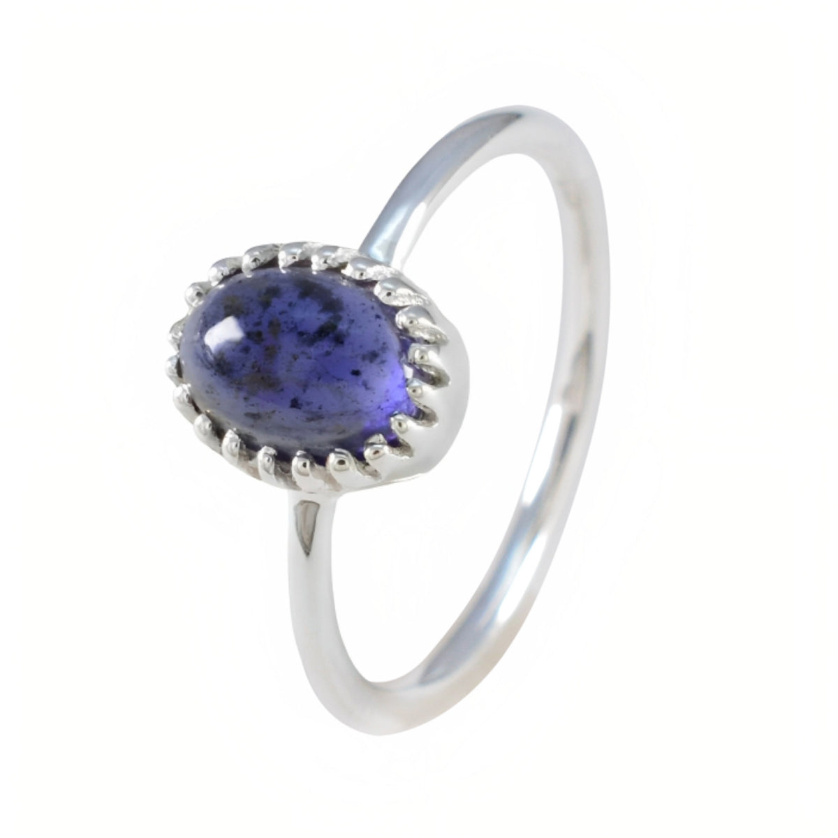 Iolite Solitaire Turkish 925 Silver Blue Gemstones Delicate Glamorous Ring Jewelry